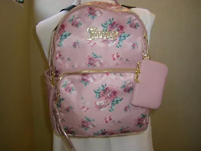 Juicy Couture Large Backpack Nylon Vintage Rose Taffy Troop Beverly Hills Pouch • $59.99