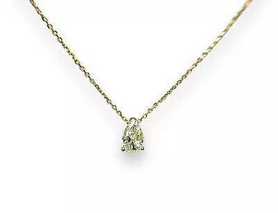 Vintage 14k Yellow Gold Natural Pear Shape Diamond Pendant Necklace • $1899