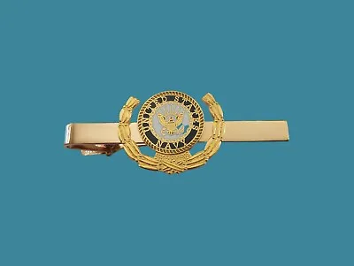  U.s Military Navy Tie Bar Or Tie Tac Clip On Type Round Navy Insignia Wreath • $14.98