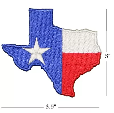 TEXAS FLAG IRON ON PATCH 3.5  Lone Star State Shape Embroidered Applique NEW TX • $2.97