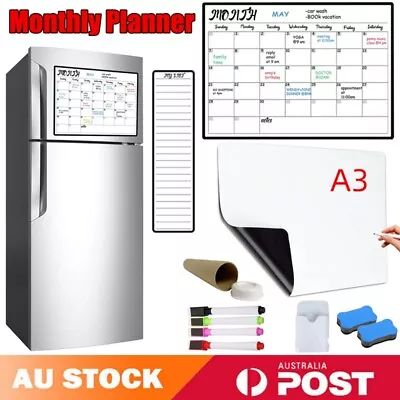 A3 Magnetic Fridge Whiteboard Dry Erase Calendar Planner Monthly Weekly Daily AU • $14.99