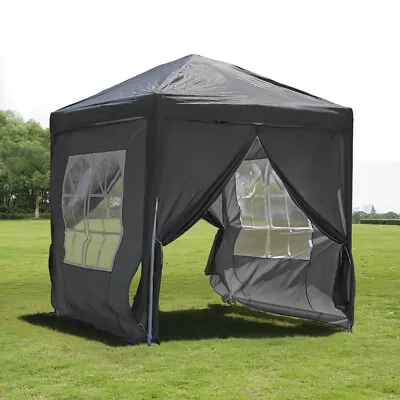 2X2 M Grey Pop-up Gazebo Waterproof Marquee Canopy Outdoor Garden Tent • £57.99