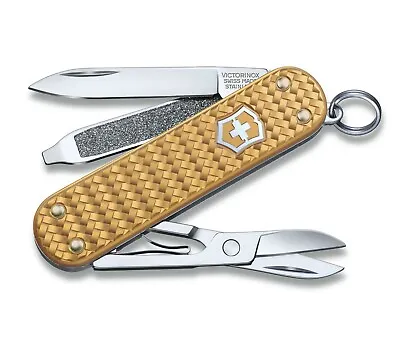 Victorinox Swiss Army Pocket Knife PRECIOUS ALOX GOLD Woven Pattern 0.6221.408G • $46.99