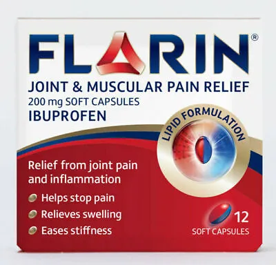 Flarin Joint & Muscular Pain Relief - 200mg - 12 Lipid Soft Capsules MAX 2 Per C • £6.49