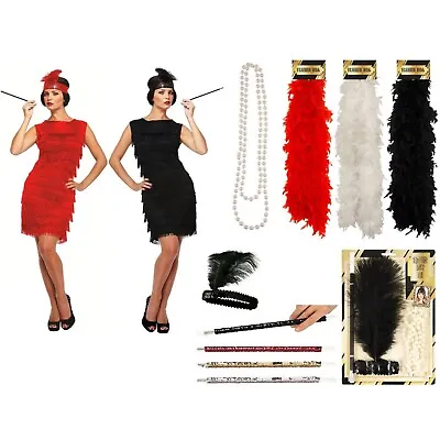 1920s Ladies Flapper Fancy Dress Costume & Accessories - Gatsby Halloween Outfit • £11.13