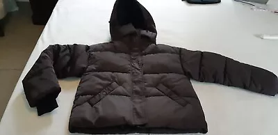 Decjuba Choc Brown Puffer With Hood Very Generous S BNWT 60cm U'arm To U'arm • $50