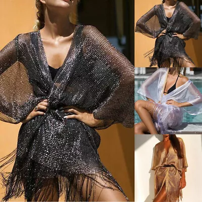 £3.39 • Buy Women Bikini Cover Up Swim Beachwear Mini Midi Wrap Sarong Beach Dress Free Size