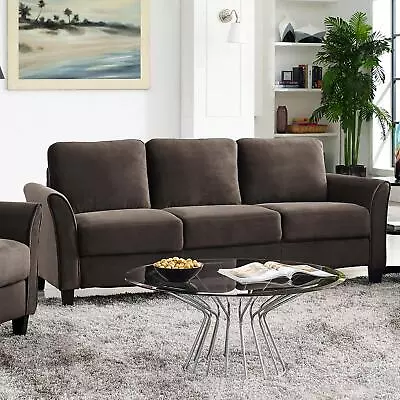 Modern 3 Seat Curved Arm Microfiber Alexa Sofa Couch Living Room Furniture • $307.75