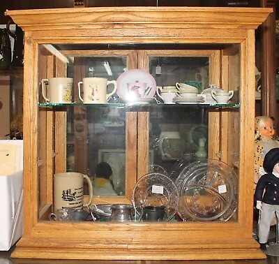 Old Antique 28 X 14 X 27 OAK Rectangular Counter Top SHOWCASE DISPLAY CASE • $395