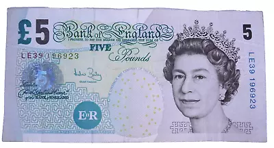 BANK OF ENGLAND £5 Pounds Note Queen Elizabeth II NICELY CIRCULATED • $24