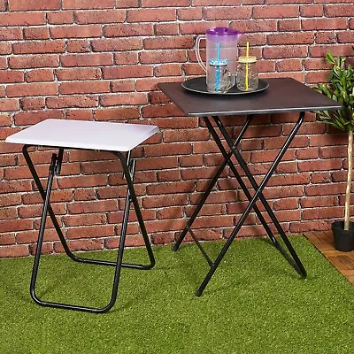 Folding Side Table Patio Indoor Outdoor Furniture Coffee Drink Summer Metal Legs • £24.99