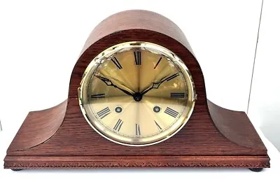 Napoleon Hat Shaped Oak Antiqe Mantel Clock Striking 8Day Carved Decoration 1910 • £965.13
