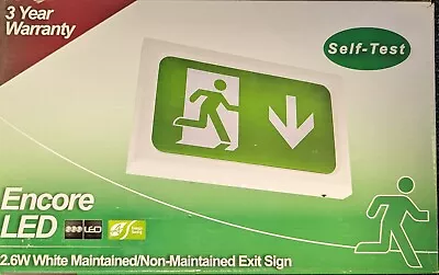 Self Test Ansell Encore 3w LED Slim Emergency Fire Exit Sign Light Maintained  • £14