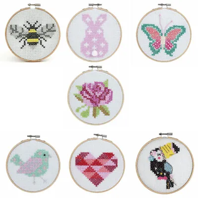 Trimits Counted Cross Stitch Kit With Hoop Birds Rabbit Hearts Toucan Cupcake • £6.65