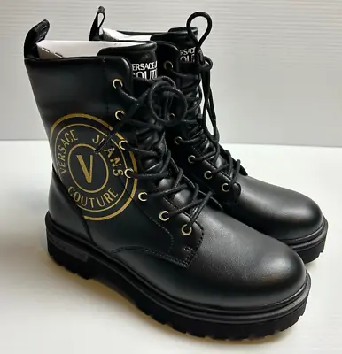 Versace Jeans Couture Black Syrius Boots Women Size IT 39/US 9 73YA3S39 Logo • $349.99