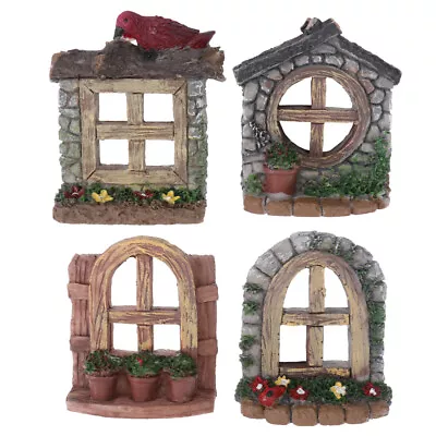 4pcs Fairies Door Mini Wooden Fairy Window Windows Miniature Window Fairy Garden • £8.50