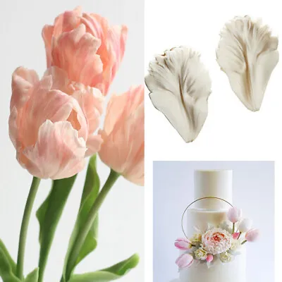 Tulips Silicone Fondant Mould Baking Cake Icing Decorating Flower Topper Mold 3D • £3.75