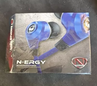 Monster N-ERGY High Performance In-Ear Headphones W/Control Talk COBALT BLUE NIB • $23.52