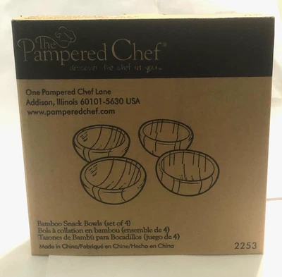 $26 • Buy Pampered Chef Bamboo Snack /dipping Bowls Set Of 4 ~ 2253 ~ New In Box~free Ship