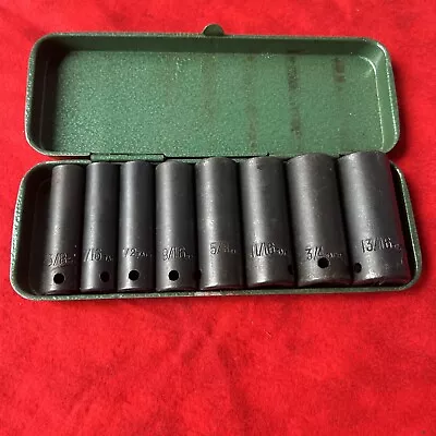 VINTAGE SET OF 8 DEEP IMPACT SOCKETS 3/8” 6 Point (SEE SIZES BELOW) TAIWAN (t62) • $21.25