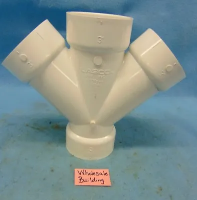 Lasco 3  Pvc Dwv Double Sanitary Tee All Hub 4 Way Nsf U.s.a.  9-3/4  Tall • $7