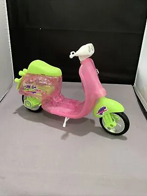 Vintage 1997 Barbie Scooter Clear Pink Glitter Green Motor Bike Vehicle Toy • $17.95