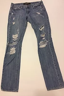 Pink Victoria's Secret Distressed Denim Jeans Sz 4 Limited Edition Straight Leg • $17