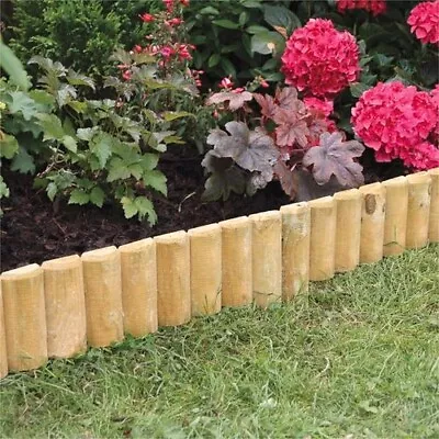 1.8 M Wooden Border Roll Outdoor Garden Lawn Grass Edging Fencing Log Fix Picket • £18.99