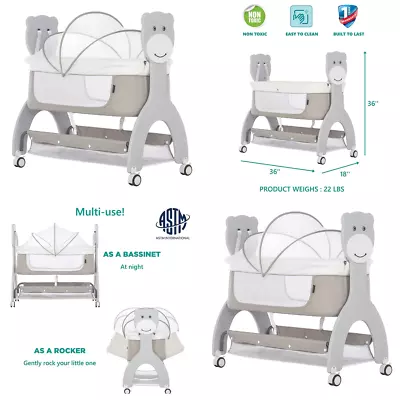 Baby Bedside Bassinet Locking Wheels Portable Newborn Nursing Bed Storage Basket • $215.61
