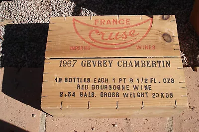 Vintage Cruse Wooden Wine Shipping Crate Imported France 1967 Bourgogne - Empty • $19.99