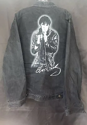 First Choice Black Denim Jacket XXL With Elvis Presley On Back • $50