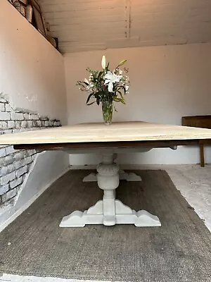 9 Ft Old Charm Solid Oak Extending  Kitchen Dining Table Refurnished • £820