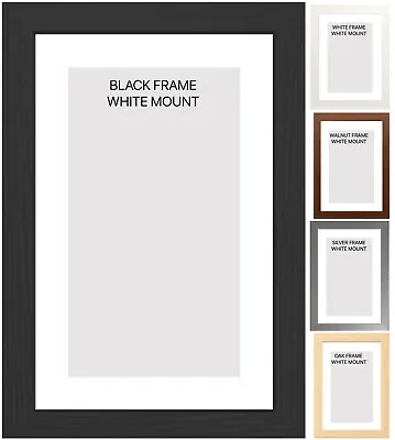 £7.99 • Buy Modern Picture Photo Frames With White Mount Black White Oak Walnut Silver