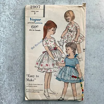 Vintage 60s Vogue Children's Sewing Pattern Dresses Apron Is A Cut Pattern • $6.29