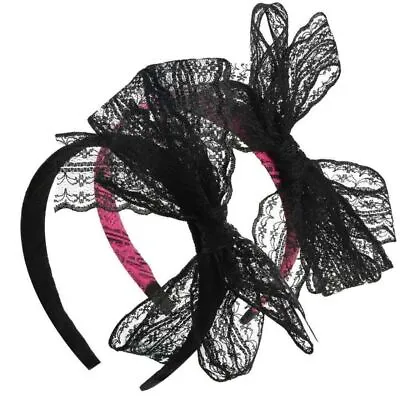 Lace Bow Headband 80s Party Hairband Headdress Hair Hoops Hair Accessories • £5.52