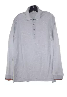 Burberry London Heather Gray Cotton Long Sleeve Polo Men Shirt Size:M • $95