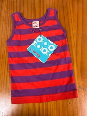 Katvig Purple And Red Striped Undershirt Size 3-6 Months • £4