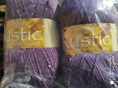 James Brett Rustic Aran Knitting Wool Yarn 1x400g Shade Dat20  Purple White Mix • £14