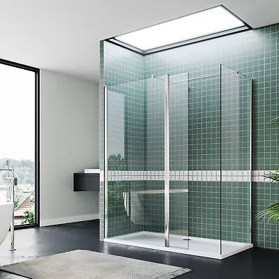 Walk In Shower Enclosure And Tray Wet Room Screen With Flipper 8mm Nano Glass • £68.99