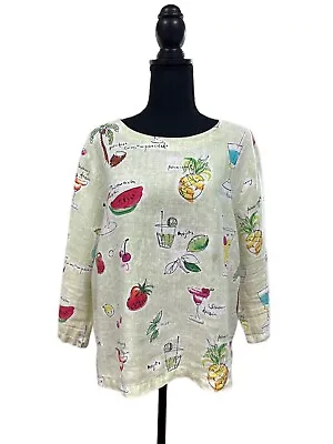 Hot Cotton By Marc Ware SZ Lg Top Cocktail Party Themed Fabric Lightweight • $22.80