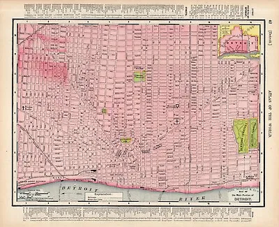 1895 Antique DETROIT Michigan Street Map City Map Of Detroit Atlas Map 1292 • $27.50