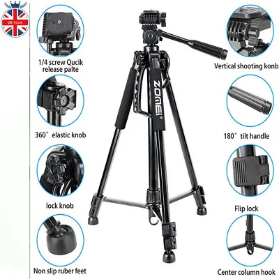 ZOMEI Q1200 Professional Lightweight Aluminum Alloy Tripod For DSLR Camera UK • £16.99