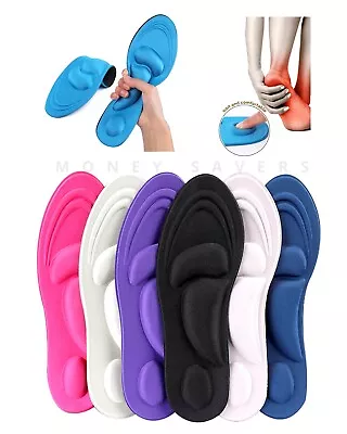 Unisex 4D Memory Foam Orthopaedic Shoe Insoles Pads Comfort Foot Feet Heel NEW • £2.95