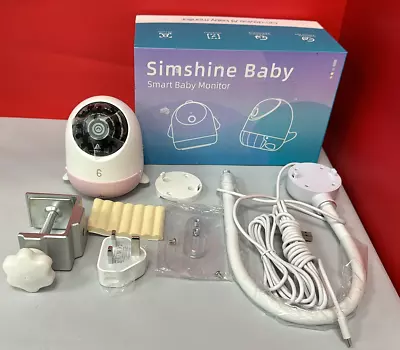 Simshine Baby Monitor With Camera And Night Vision Temp Humidity 2-Way Talk PINK • £45.99