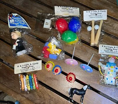 Vintage Cake Toppers Decorations Sports Clowns Trains Girl Boy Lot Of 30+ Pc • $14.99