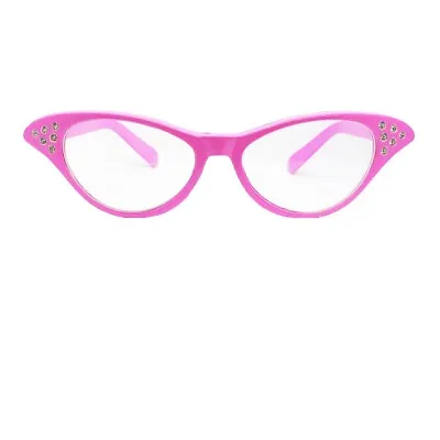 Ladies Pink Fancy Dress Glasses 50's 1950s Rock And Roll Costume • £3.49