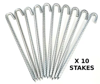 £19.99 • Buy 10 X Galvanised 12mm X 360mm (3/8  X 14 ) Tent, Marquee, Trampoline Stakes
