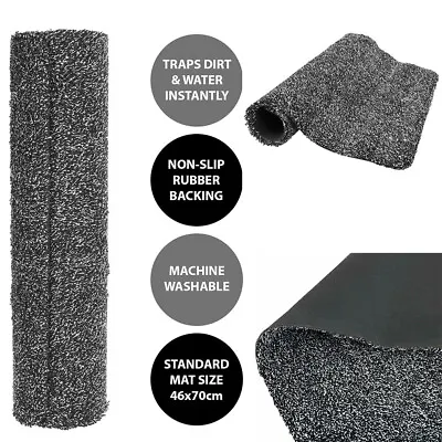 Rubber Backed Magic Door Mat Dirt Water Absorption Non Slip Mats Indoor Black • £13.61