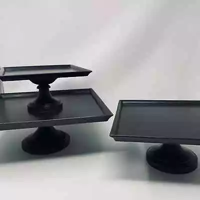 Set Of 3 Square Cake Pedestal Stands Deep Brown Martha Stewart *LOCAL PICK ONLY* • $98