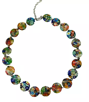 Necklace Colorful Millefiori Venetian Flower Art Glass Lobster Closer • $34.99